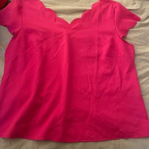 Women’s Hot Pink Scallop Trim Blouse